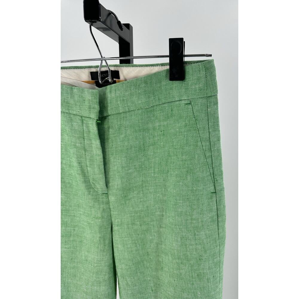 J.Crew Hayden Green Linen Blend Cropped Pants Women’s Size 0 Summer Trouser - Picture 2 of 9
